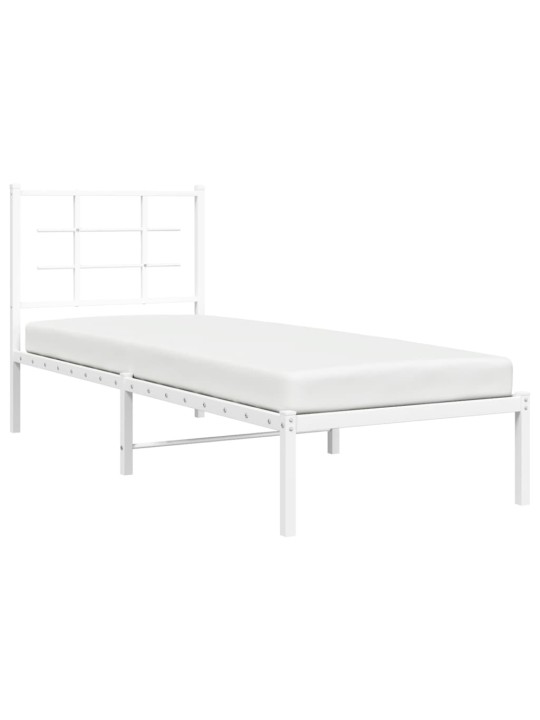 Kovový rám postele bez matrace s čelem bílý 75 x 190 cm