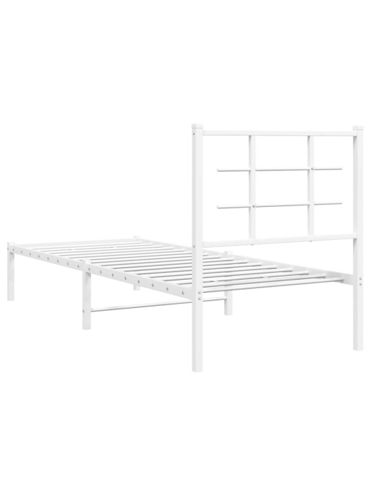Kovový rám postele bez matrace s čelem bílý 75 x 190 cm