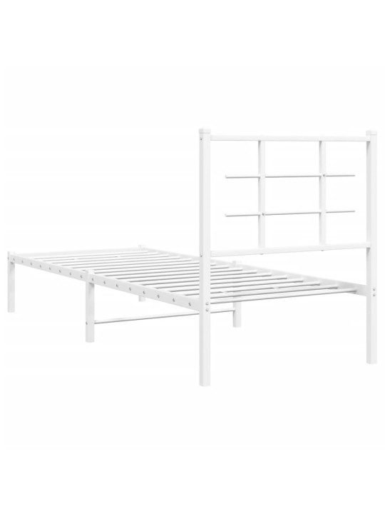 Kovový rám postele s čelem bílý 80 x 200 cm