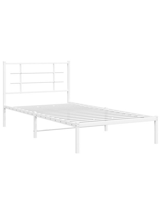 Kovový rám postele s čelem bílý 100 x 200 cm
