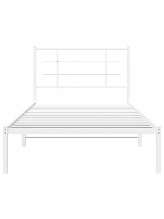 Kovový rám postele s čelem bílý 100 x 200 cm