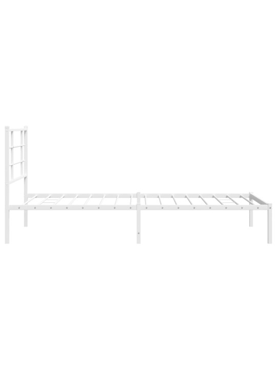 Kovový rám postele s čelem bílý 100 x 200 cm