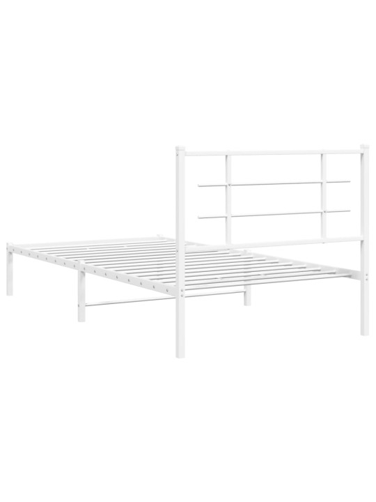 Kovový rám postele s čelem bílý 107 x 203 cm