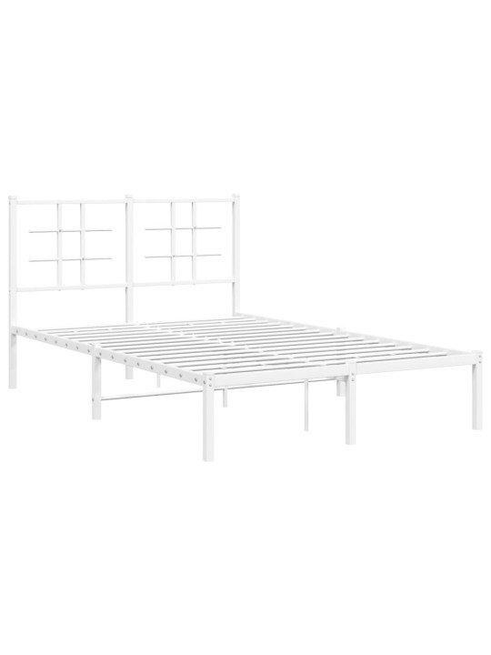 Kovový rám postele s čelem bílý 120 x 200 cm