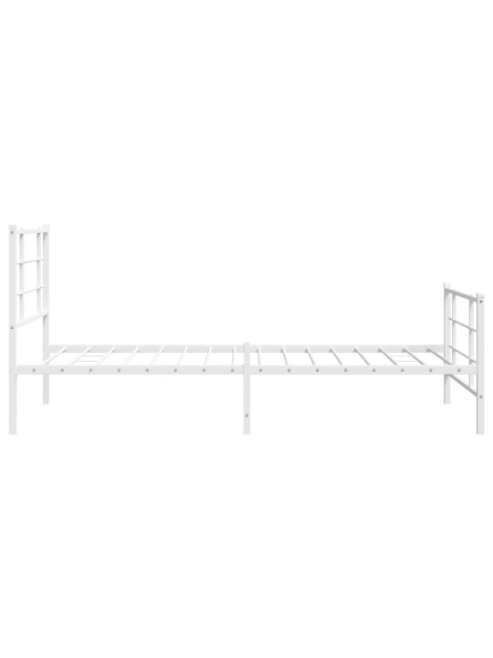Kovový rám postele s hlavovým a nožním čelem bílý 107 x 203 cm
