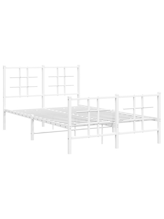 Kovový rám postele s hlavovým a nožním čelem bílý 120 x 200 cm