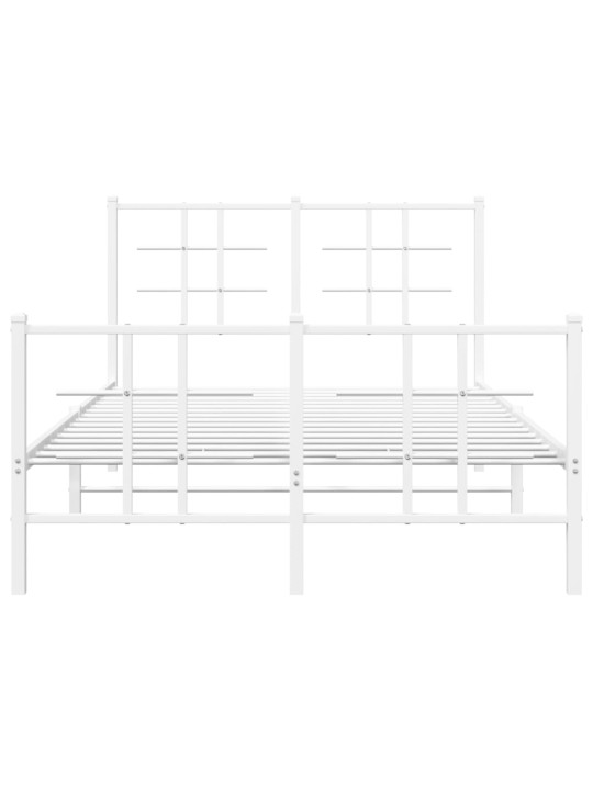 Kovový rám postele s hlavovým a nožním čelem bílý 120 x 200 cm