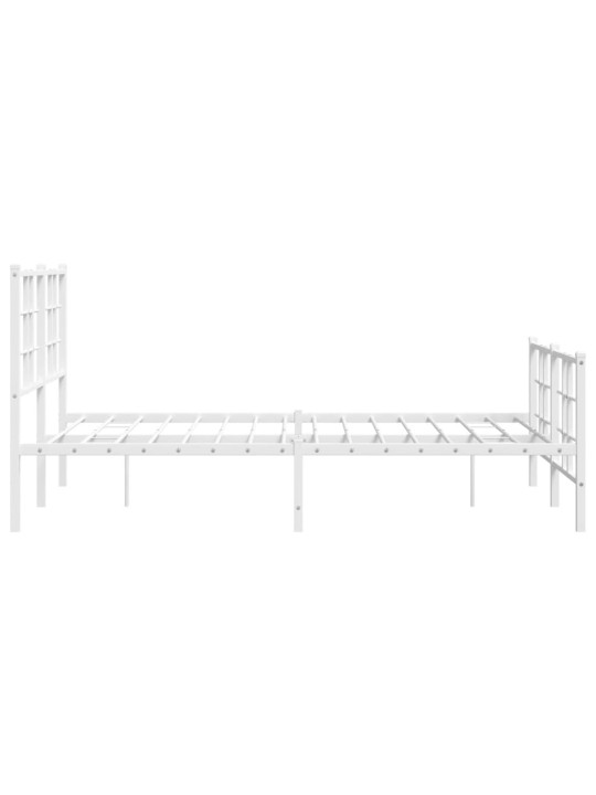 Kovový rám postele s hlavovým a nožním čelem bílý 120 x 200 cm