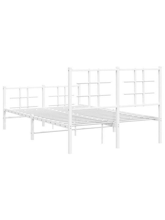 Kovový rám postele s hlavovým a nožním čelem bílý 120 x 200 cm