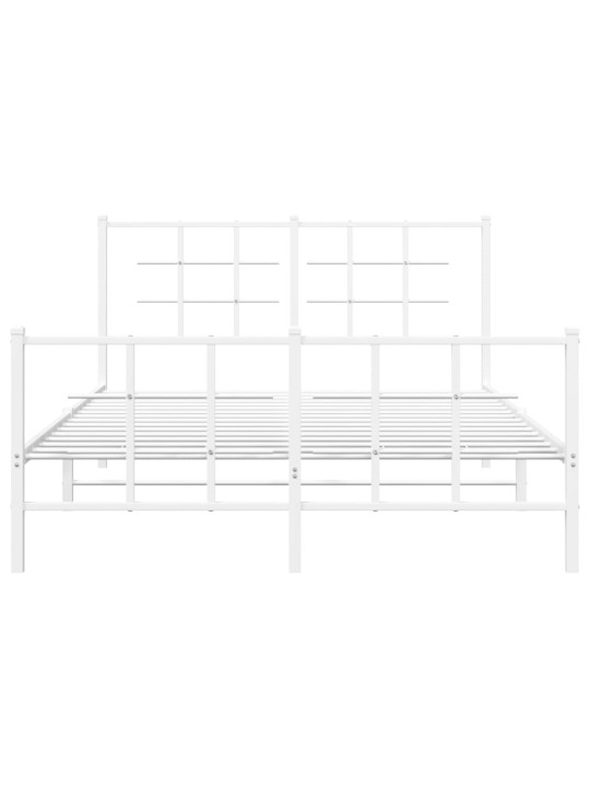 Kovový rám postele s hlavovým a nožním čelem bílý 140 x 190 cm