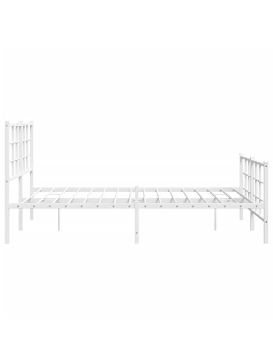 Kovový rám postele s hlavovým a nožním čelem bílý 140 x 200 cm