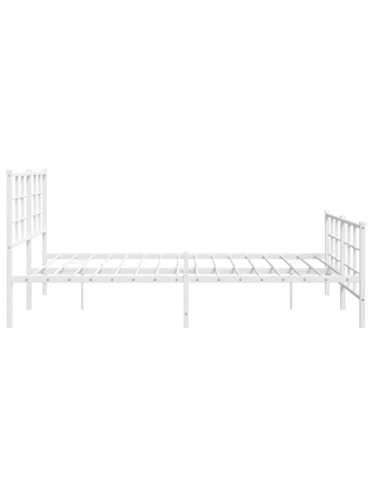 Kovový rám postele s hlavovým a nožním čelem bílý 150 x 200 cm