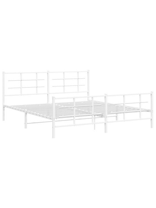 Kovový rám postele s hlavovým a nožním čelem bílý 183 x 213 cm