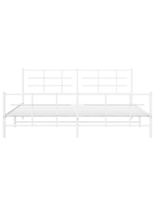 Kovový rám postele s hlavovým a nožním čelem bílý 200 x 200 cm
