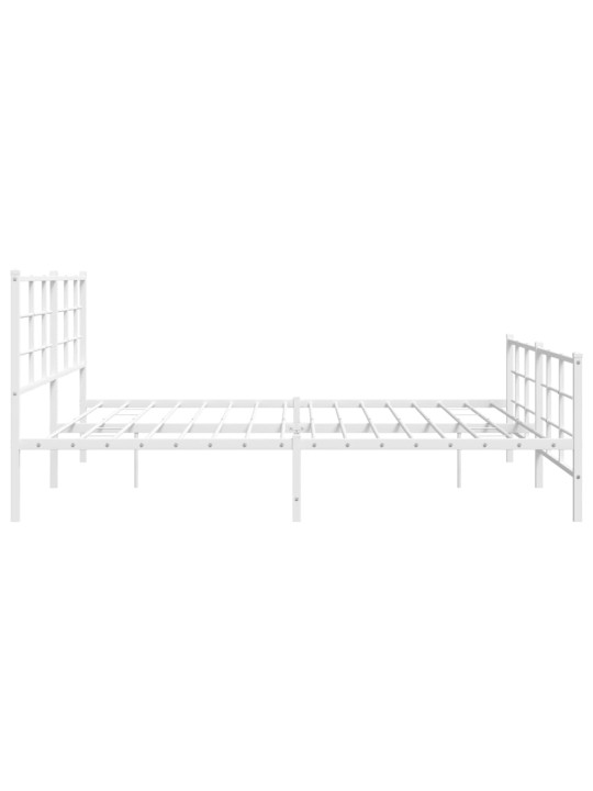 Kovový rám postele s hlavovým a nožním čelem bílý 200 x 200 cm