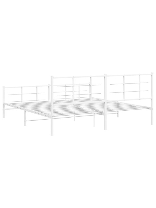 Kovový rám postele s hlavovým a nožním čelem bílý 200 x 200 cm