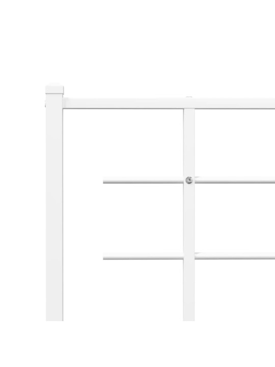 Kovový rám postele s hlavovým a nožním čelem bílý 200 x 200 cm
