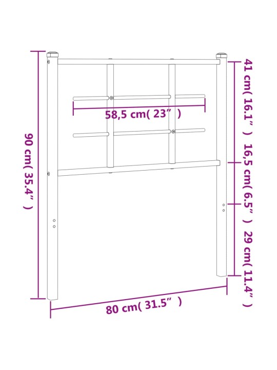 Kovové čelo postele bílé 75 cm