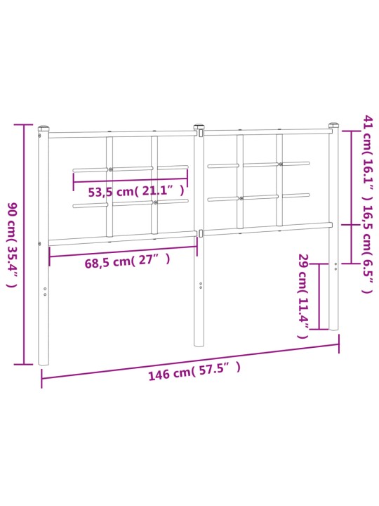 Kovové čelo postele bílé 140 cm