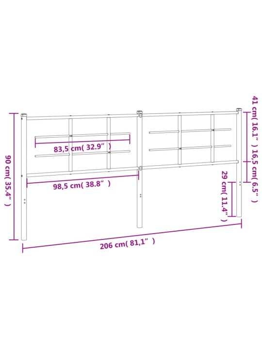 Kovové čelo postele bílé 200 cm