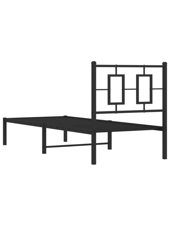Kovový rám postele s čelem černý 80 x 200 cm
