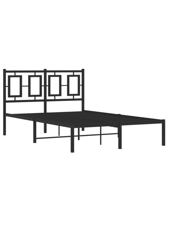 Kovový rám postele s čelem černý 120 x 200 cm