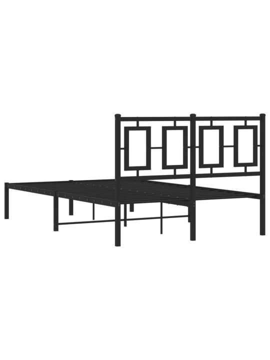 Kovový rám postele s čelem černý 120 x 200 cm