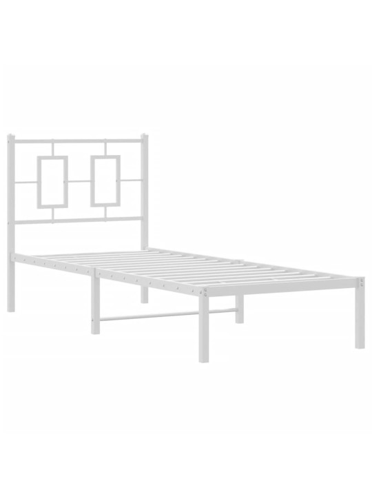 Kovový rám postele bez matrace s čelem bílý 75 x 190 cm