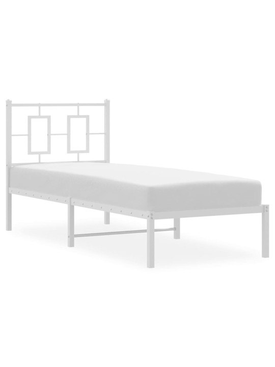Kovový rám postele bez matrace s čelem bílý 75 x 190 cm