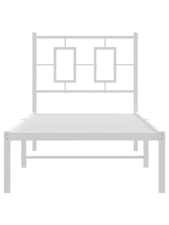 Kovový rám postele bez matrace s čelem bílý 75 x 190 cm