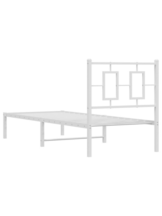 Kovový rám postele bez matrace s čelem bílý 75 x 190 cm