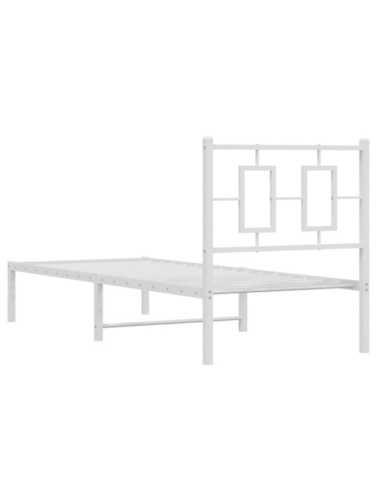 Kovový rám postele s čelem bílý 80 x 200 cm