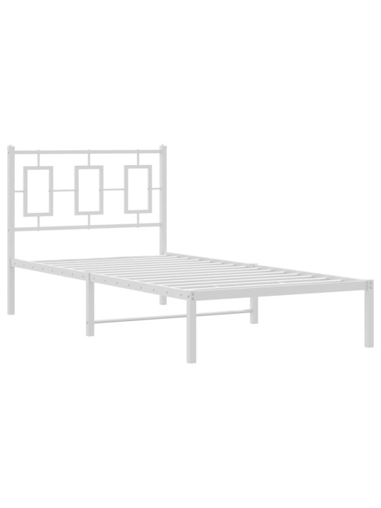 Kovový rám postele s čelem bílý 90 x 200 cm