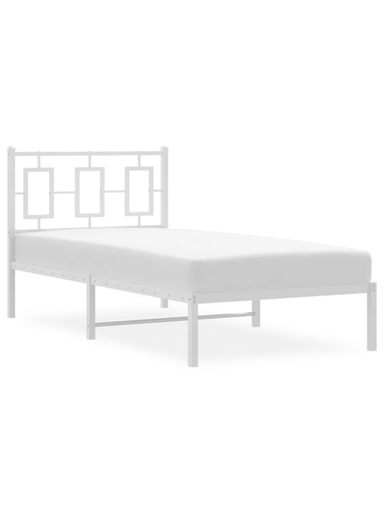Kovový rám postele s čelem bílý 90 x 200 cm