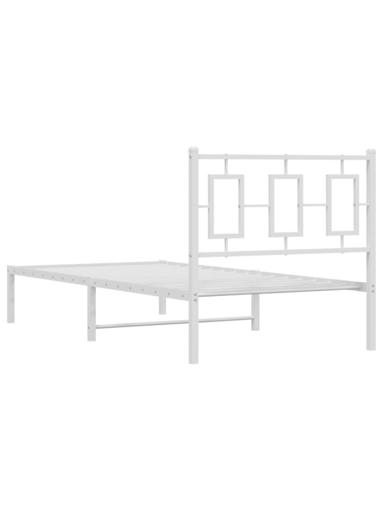 Kovový rám postele s čelem bílý 90 x 200 cm