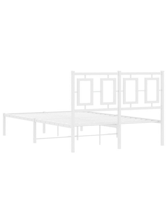 Kovový rám postele s čelem bílý 120 x 200 cm