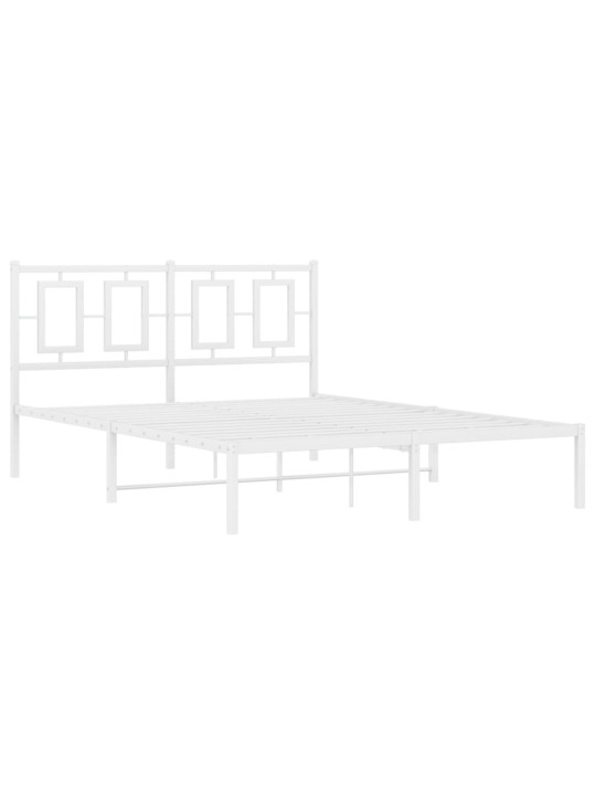 Kovový rám postele s čelem bílý 140 x 200 cm