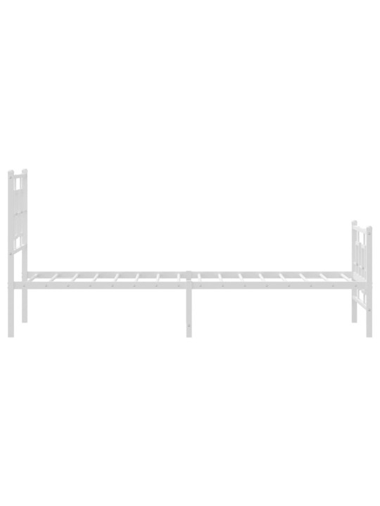 Kovový rám postele s hlavovým a nožním čelem bílý 80 x 200 cm