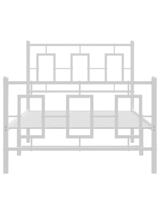 Kovový rám postele s hlavovým a nožním čelem bílý 90 x 200 cm