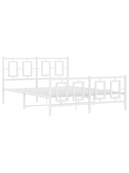 Kovový rám postele s hlavovým a nožním čelem bílý 140 x 200 cm