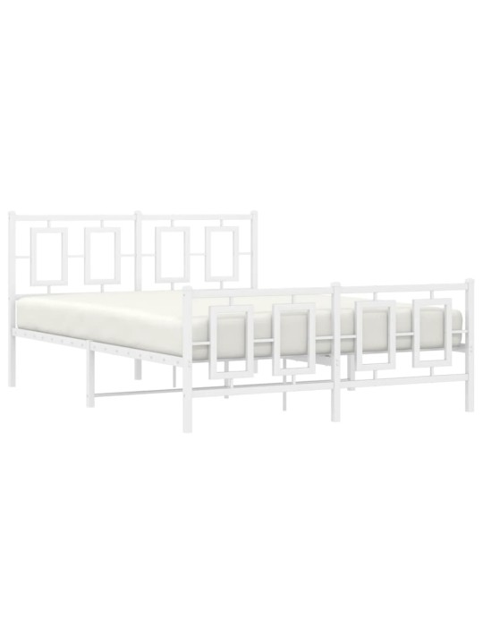 Kovový rám postele s hlavovým a nožním čelem bílý 140 x 200 cm