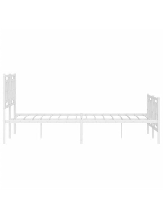 Kovový rám postele s hlavovým a nožním čelem bílý 140 x 200 cm