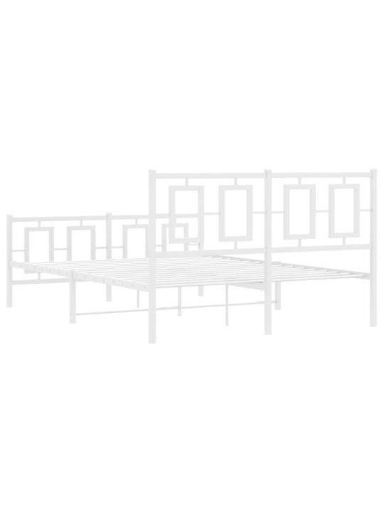 Kovový rám postele s hlavovým a nožním čelem bílý 140 x 200 cm