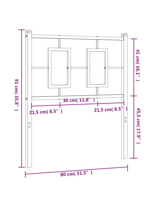 Kovové čelo postele bílé 75 cm