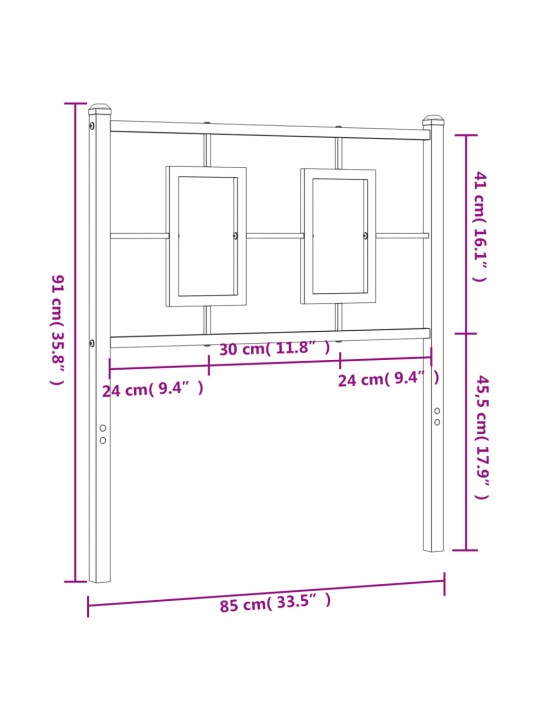 Kovové čelo postele bílé 80 cm