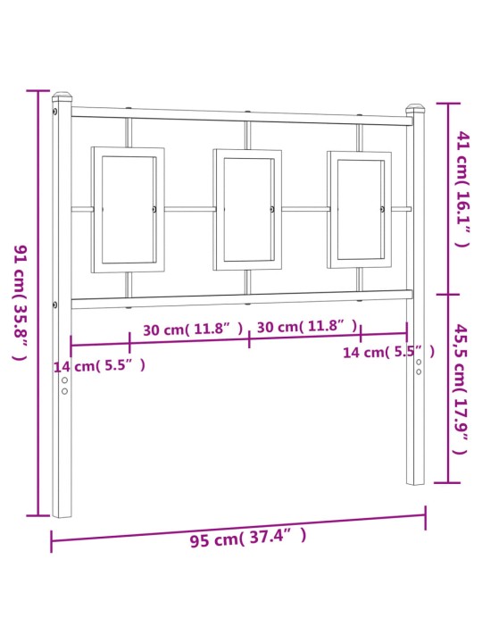 Kovové čelo postele bílé 90 cm