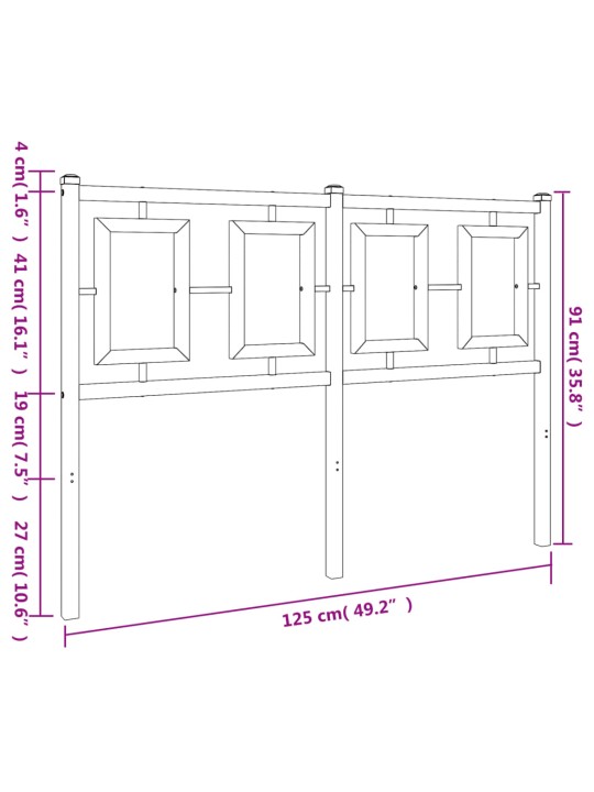 Kovové čelo postele bílé 120 cm