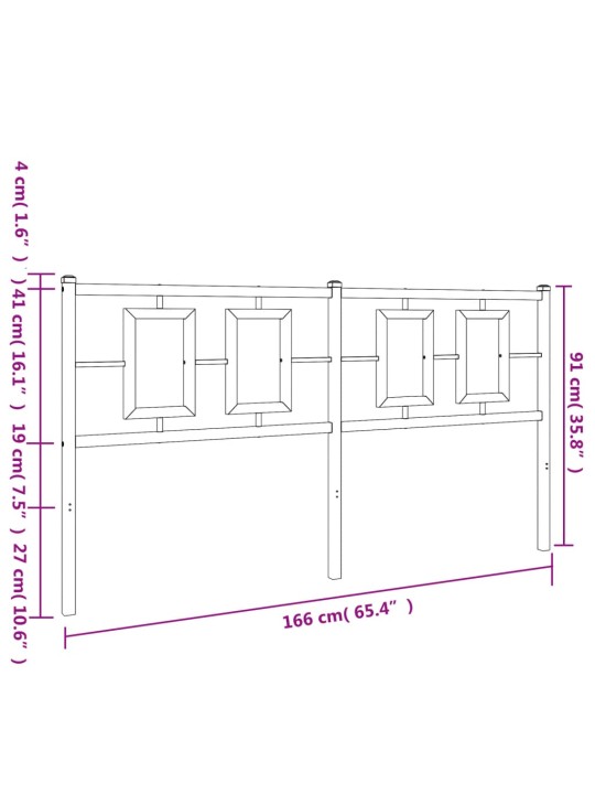 Kovové čelo postele bílé 160 cm