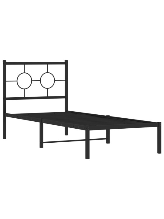 Kovový rám postele s čelem černý 75 x 190 cm