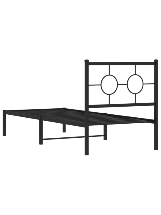 Kovový rám postele s čelem černý 75 x 190 cm